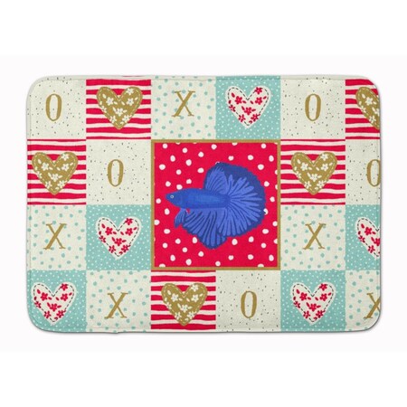 Carolines Treasures 19 x 27 in. Super Delta Tail Betta Love Machine Washable Memory Foam Mat CK5493RUG